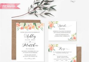 Wedding Invitation Templates Vistaprint Printable Peach Cream Floral Wedding Invitation Set