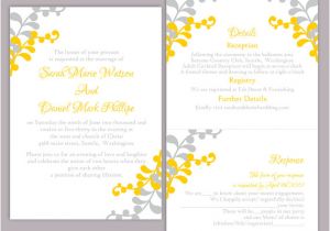 Wedding Invitation Templates Yellow Diy Wedding Invitation Template Set Editable Word File