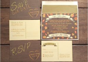 Wedding Invitations and Rsvp Packages Wedding Invitation Suite Autumn Falling by Evergreenandwillow