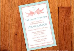 Wedding Invitations for Less Than A Dollar Large Bridal Shower Invitation Two Less Fish In the S with