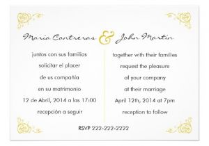 Wedding Invitations In Spanish Text Bilingual English Spanish Wedding Invitation 5 Quot X 7