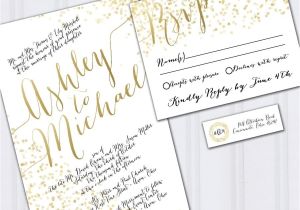 Wedding Invitations On A Budget Ideas Confetti Wedding Invitations Gold Foil Look Invites