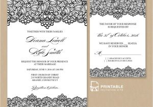 Wedding Invitations to Print at Home for Free Free Pdf Wedding Invitation Template Black Lace Vintage