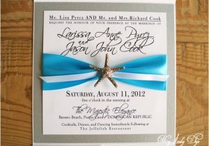 Wedding Invitations Turquoise and Silver 100 Starfish Wedding Invitations White Silver Black by