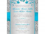 Wedding Invitations Turquoise and Silver Wedding Invitation Turquoise Silver Floral Faux