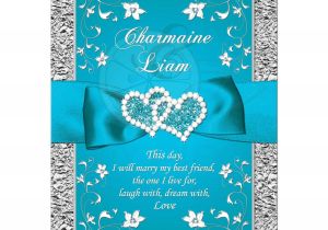 Wedding Invitations Turquoise and Silver Wedding Invitation Turquoise Silver Floral Faux
