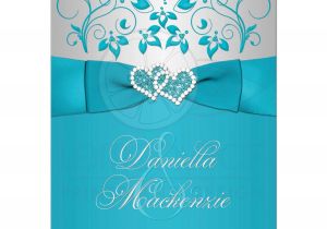 Wedding Invitations Turquoise and Silver Wedding Invitation Turquoise Silver Floral Printed