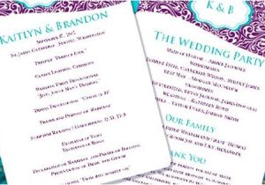 Wedding Invitations Under 50 Cents Each Wedding Program Fan Makayla Turquoise Purple by
