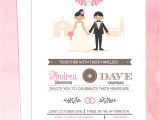 Wedding Invitations with Couples Picture Couple Cartoon In Front Of Church Invitation Wedding