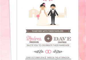 Wedding Invitations with Couples Picture Couple Cartoon In Front Of Church Invitation Wedding