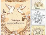 Wedding Invitations with Doves Doves and Flowers Wedding Invitation Card Vector Free