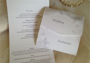 Wedding Invitations with Guest Names Printed Silver Grey butterfly Tri Fold Wedding Invitations