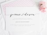Wedding Invitations with Guest Names Printed Wedding Invitations with Unique Script Names and A Pink