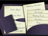 Wedding Invitations with Photo Insert Purple Gold Pocket Fold Email Wedding Invitation Templ On