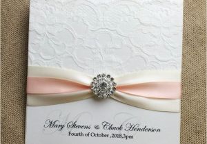 Wedding Invitations with Ribbon and Rhinestones Lace Wedding Invitations Free Shipping