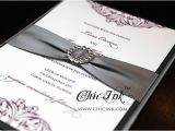 Wedding Invitations with Ribbon and Rhinestones Luxury Silk Folios for Wedding Invitations Chic Ink