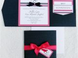 Wedding Invitations with Ribbon and Rhinestones Ribbon Rhinestone Wedding Invitation Pocket Invitation