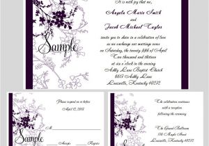 Wedding Invitations with Rsvp and Reception Cards 100 Personalized Purple Floral Wedding Invitations Set