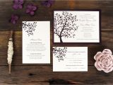 Wedding Invitations with Trees Summer Tree Wedding Invitation Breeze Purple Frame Simple