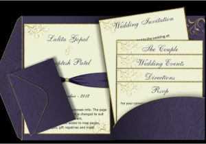 Wedding Invite Inserts Purple Gold Pocket Fold Email Wedding Invitation Templ On