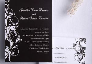 Wedding Invites with Pictures Classic Black and White Damask Wedding Invitations Ewi023