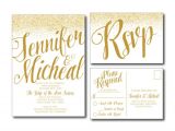 Wedding Reception Invitations with Rsvp Cards Gold Wedding Invitation Gold Sparkles Printable