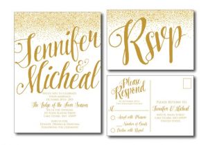 Wedding Reception Invitations with Rsvp Cards Gold Wedding Invitation Gold Sparkles Printable