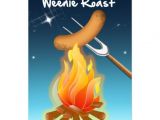 Weenie Roast Birthday Invitations Hot Dog Over Campfire Weenie Roast 5×7 Paper Invitation