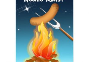 Weenie Roast Birthday Invitations Hot Dog Over Campfire Weenie Roast 5×7 Paper Invitation