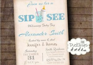 Welcome Baby Girl Party Invitations Sip and See Invitation Welcome Baby Party Invite Baby Boy