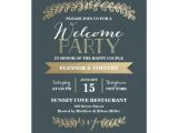 Welcome Party Invitation Template Gold Laurels Slate Wedding Welcome Party Invite Zazzle Com