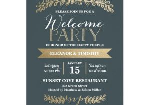 Welcome Party Invitation Template Gold Laurels Slate Wedding Welcome Party Invite Zazzle Com