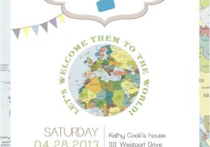 Welcome to the World Baby Shower Invitations Travel Wel E to the World Baby Shower Invitation