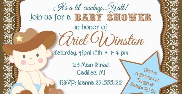 Western Baby Shower Invites Lil Cowboy Baby Shower Invitation Sbgb90