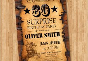 Western Birthday Invitations for Adults 60th Birthday Invitation Western Birthday for Men Adult