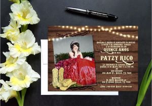 Western Quinceanera Invitations Cowboy Western theme Quinceanera or Sweet Sixteen