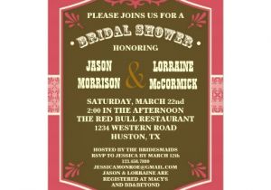 Western themed Bridal Shower Invitations Western Couple S Bridal Shower Invitation
