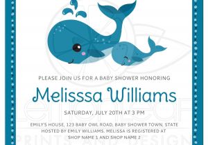 Whale themed Baby Shower Invitations Mommy and Baby Whales Cute Baby Shower Invitation