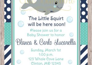 Whale themed Baby Shower Invitations Printable Whale Baby Shower Invitation Navy Blue by