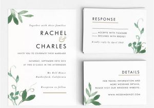 What Size are Rsvp Cards for Wedding Invitations Printable Wedding Invitation Set Modern Botanical
