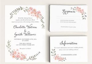 What Size are Rsvp Cards for Wedding Invitations Printable Wedding Invitation Set Watercolor Floral