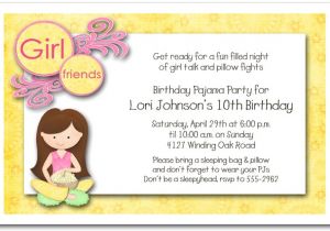 What to Put On A Party Invite Dark Hair Girl Pajama Party Sleepover Invitations Girls