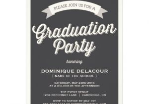 What to Say On Graduation Party Invitation Gray Retro Typography Graduation Party Invitation Zazzle
