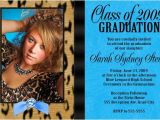 What to Say On High School Graduation Invitations Leopard Turquoise High School Graduation Invitation Senior