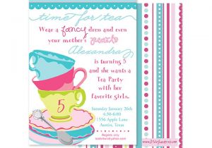 Whimsical Tea Party Invitations Tea Party Whimsical Birthday Invitation Pink and Turquoise