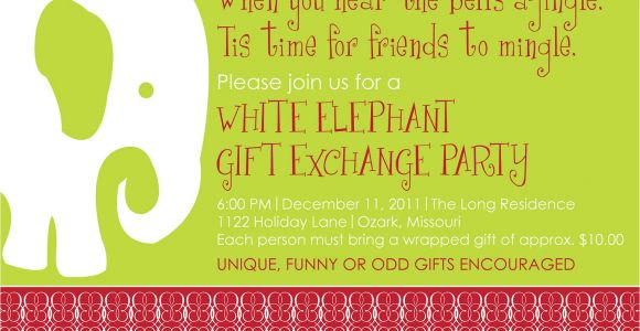 White Elephant Christmas Party Invitations Templates White Elephant Christmas Party Invitations