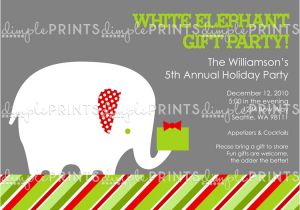 White Elephant Christmas Party Invitations Templates White Elephant Printable Holiday Party Invitation Dimple