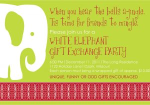 White Elephant Gift Exchange Party Invitations White Elephant Christmas Party Invitations Oxsvitation Com