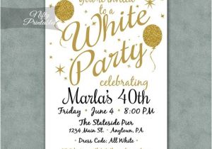 White Party theme Invitations White Party Invitation Printable White Gold Black Tie