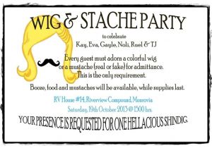 Wig and Mustache Party Invitations Party Invitation Wig & Mustache Party